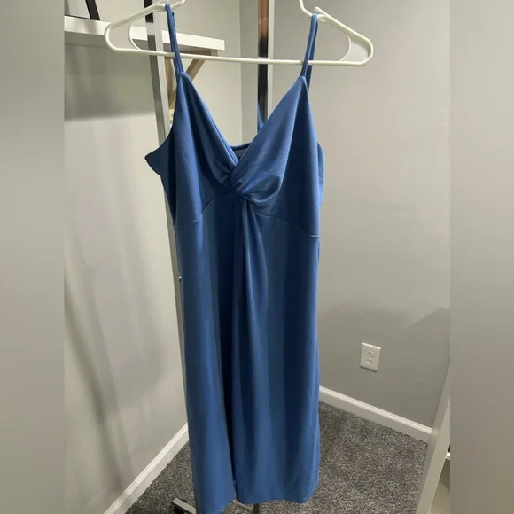 h&m blue silk dress H&M Strapless Navy Blue Satin Dress Strapless